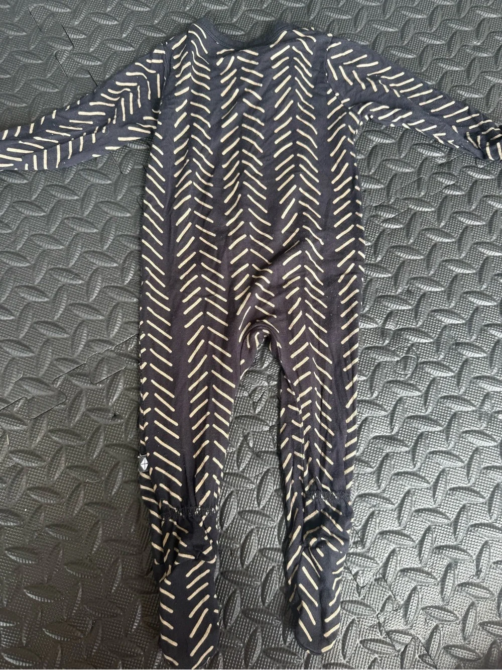 Kyte BABY Navy and Cream Chevron Footed One-Piece
